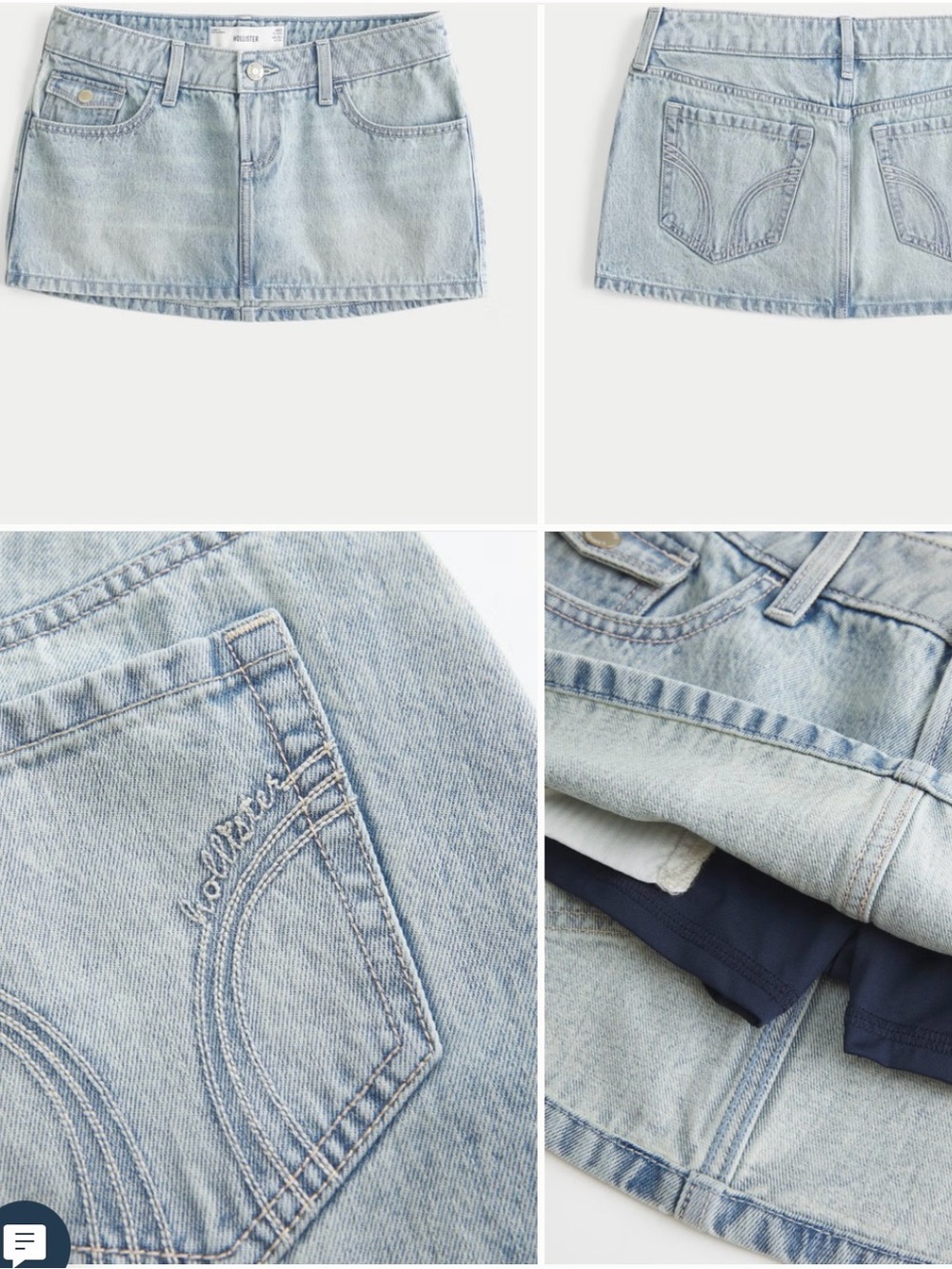 NEW! Hollister Low Rise Micro-Mini Denim Skort